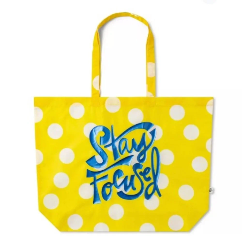NWT 'Stay Focused' Packable Tote Bag Yellow - Tabitha Brown for Target